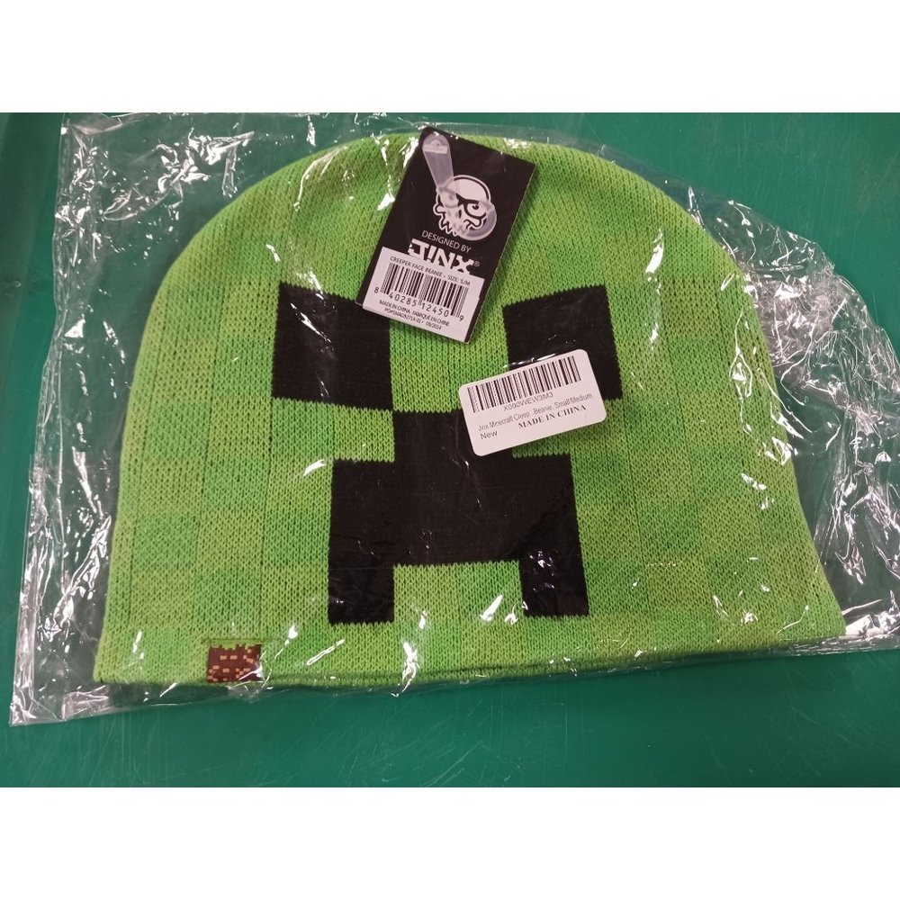 JINX Minecraft Creeper Face Beanie Hat Size S/M NWT